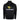 Front of a black hoodie with a neck gaiter and elastic drawstrings, featuring a yellow Humminbird logo on the chest.