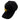 Black baseball cap with a yellow logo and perforated back panels.