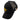 Side of a black baseball cap with a mesh back, a carhartt tag, and a yellow humminbird logo.