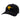 Black canvas baseball cap with a yellow humminbird logo embroidered on the front.