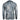 Back view of a long-sleeve, tie-dye shirt in shades of blue and gray.