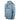 Side of a light blue long-sleeve hoodie with a grey logo on the chest and the huk fishing logo on the left sleeve.