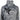Close up of a grey camouflage hoodie with a black humminbird logo on the chest.