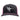 Front view of a charcoal grey baseball cap with a white humminbird logo and pink accents.