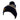 Side of a navy, yellow and white striped beanie hat with a pompom on top and the humminbird logo in yellow on the front.