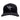 Black cap with a gray hummingbird logo on the front