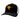 Black embroidered cap with a white mesh back and stitching, featuring a yellow humminbird logo on the front.