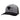 Gray and black baseball cap with a black humminbird logo across the front.