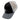 Black and gray baseball cap with a white mesh back and a humminbird logo.