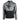 Men's hooded sweatshirt in grey and black with a black humminbird logo on the chest.