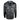 Back view of a camouflage-patterned hoodie in shades of black and gray.