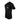 Side of a black t-shirt with a yellow humminbird logo on the left chest pocket.