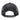 Back view of a black mesh baseball cap. with a grey velcro closure.