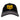 Black baseball cap with a grey bill and a yellow minn kota logo design on the front.