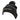 Side of a black and grey knit beanie with a pom-pom and embroidered Minn Kota logo.