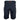 Back view of black shorts with an orange logo and two pockets.