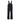 Black insulated bib overalls with shoulder straps, side cargo pockets, and a yellow bird logo on the chest, shown against a plain white background.