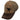 Side of a brown and tan camo hat with mesh sides and a brown bill, featuring a black humminbird logo.