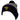 A navy knitted beanie with a striped yellow and white design and a pom-pom on top, featuring a yellow humminbird logo on the cuff.