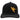 A black and white trucker hat with a yellow embroidered bird logo on the front panel, shown against a plain white background.