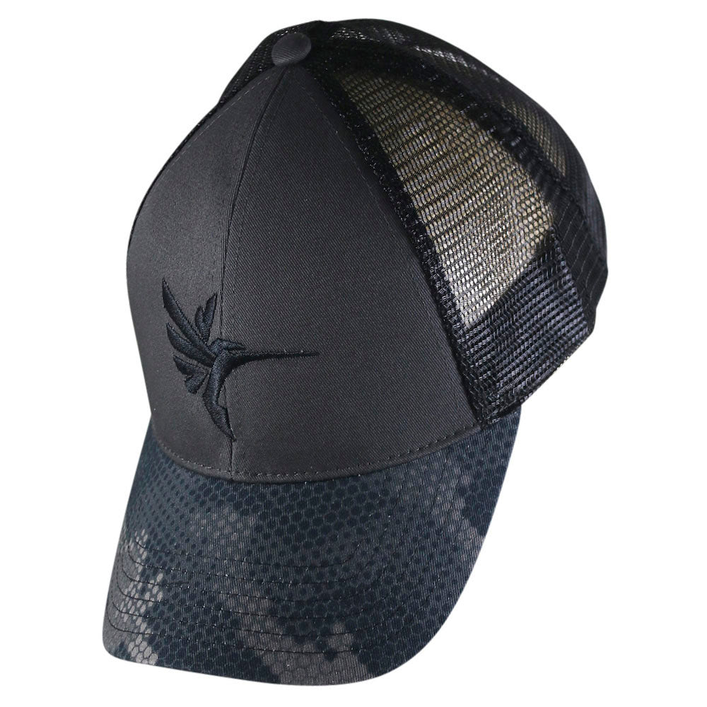 Humminbird Simms Trucker Hat Hex Camo Carbon JO Fishing Apparel