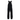 Black bib overalls with adjustable shoulder straps, a front zipper, and a white and yellow Minn Kota logo on the chest, shown against a plain white background.