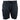 Black camouflage shorts with a drawstring cord and a logo on the right leg.