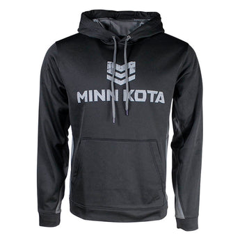Black hoodie with a grey 'MINN KOTA' logo on the chest and grey inner hood.