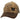 A trucker-style baseball cap featuring a tan and brown camouflage pattern on the front panels, a solid brown brim with white contrast stitching, and a black embroidered logo on the side, set against a plain white background.