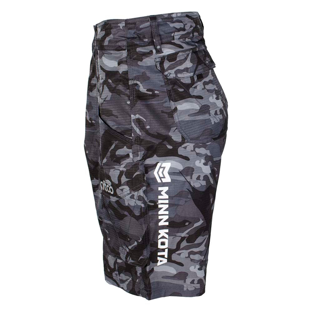 jofishingapparel Minn Kota AFTCO Tactical Fishing Shorts - Black Camo 32